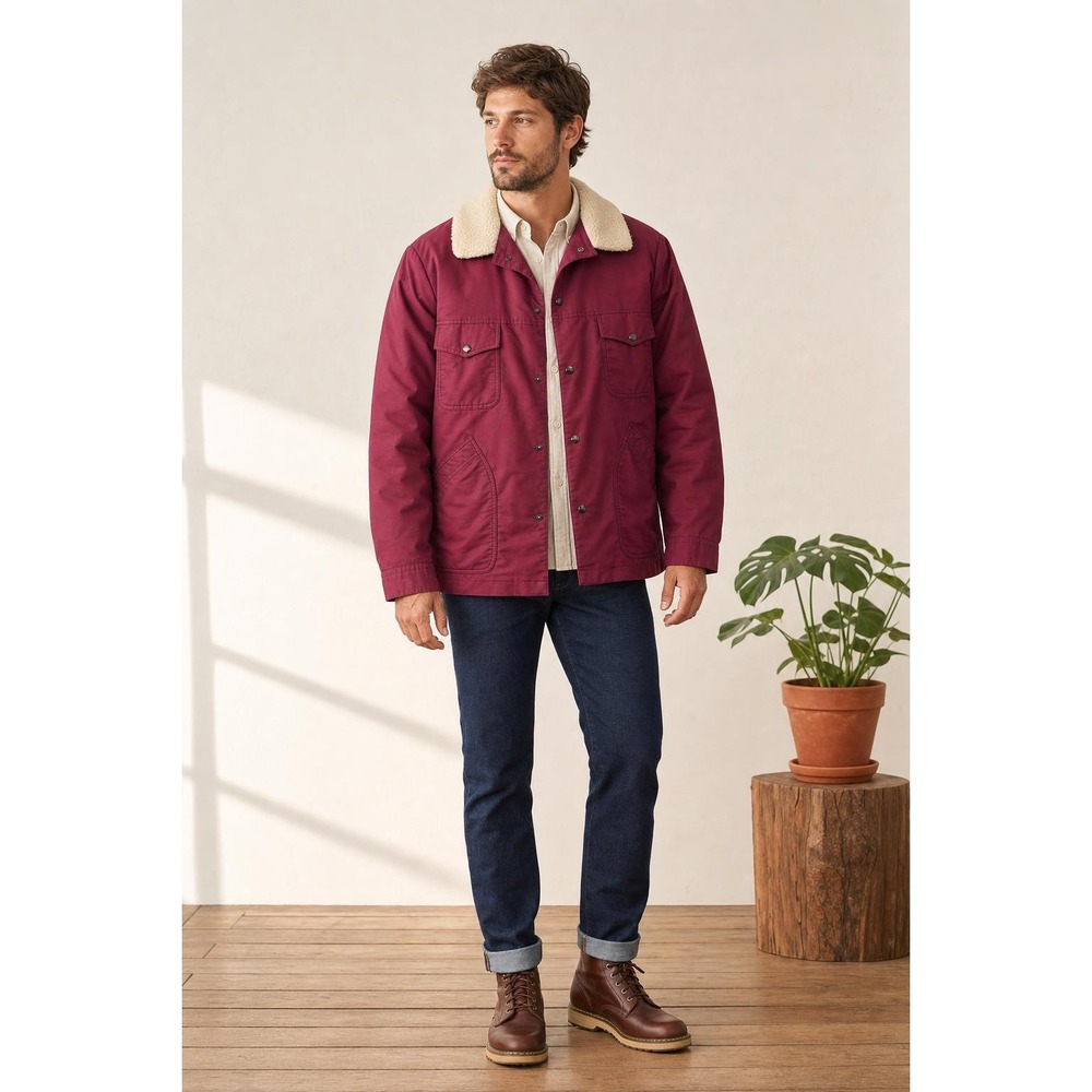 Pendleton PenWesterner Chore Jacket Mens XL Red Sherpa Collar Western Ranch Barn